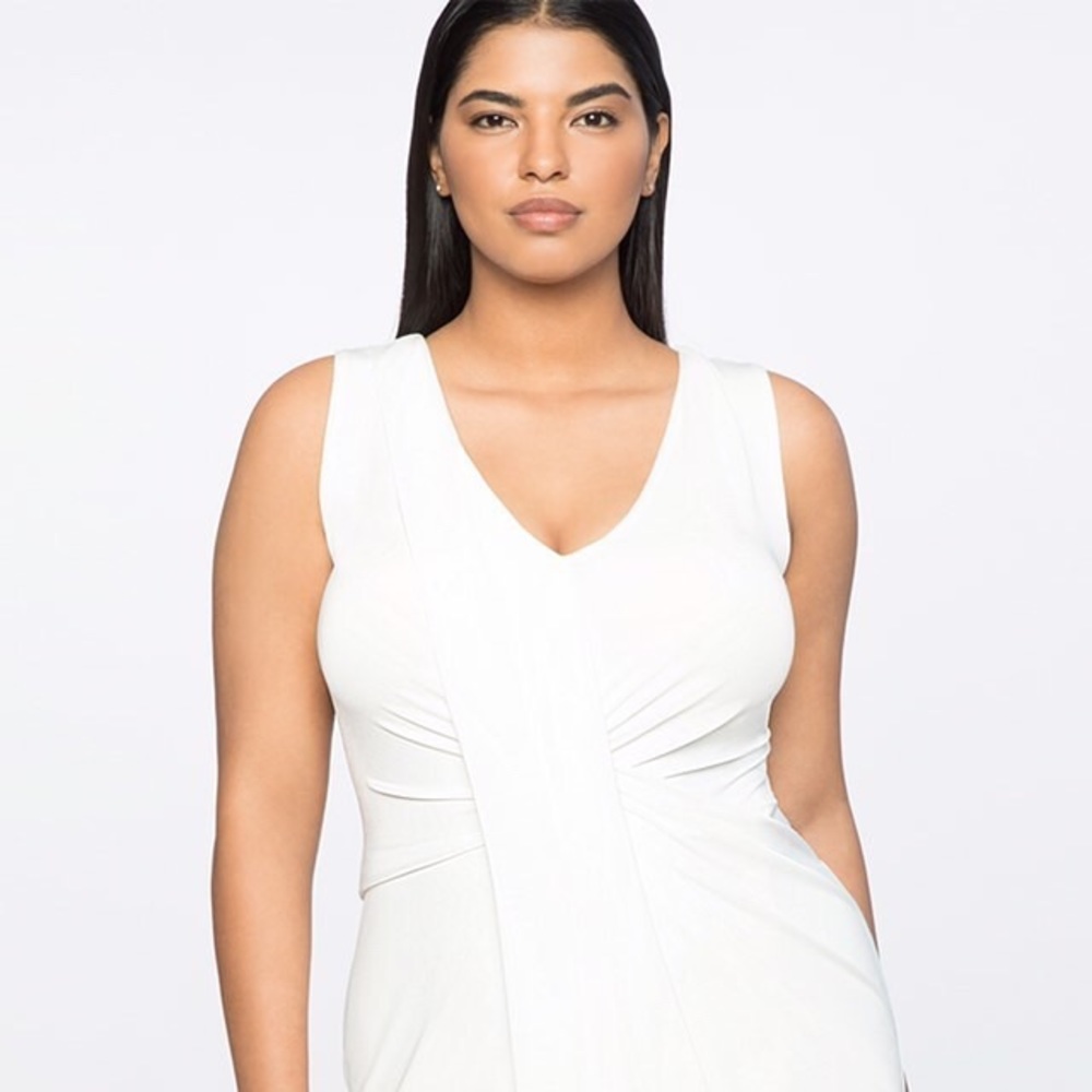 Jason Wu x Eloquii White Flounce Draped Dress